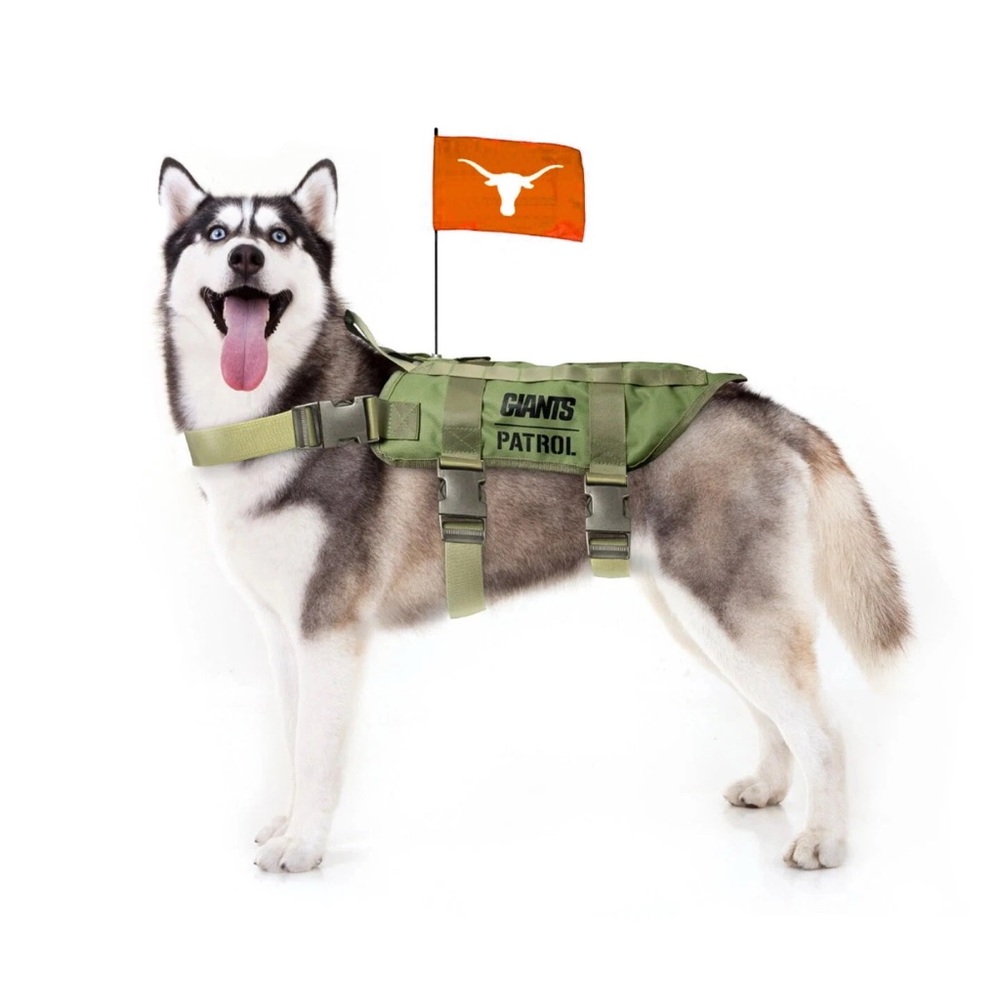 UT Longhorns Tactical Green Dog Harness with Flag New in Package